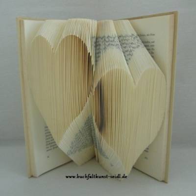 gefaltetes Buch "2 Herzen" als Geschenk, für Hochzeit / Jahrestag / Valentinstag / Geburtstag / Weihnachten