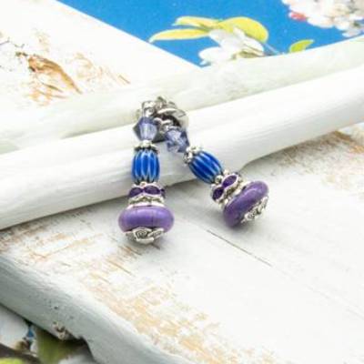 Keramik Ohrschmuck, Ohrstecker blau, Ohrringe, Geschenkidee Frau, Weihnachten, handgemacht Unikat