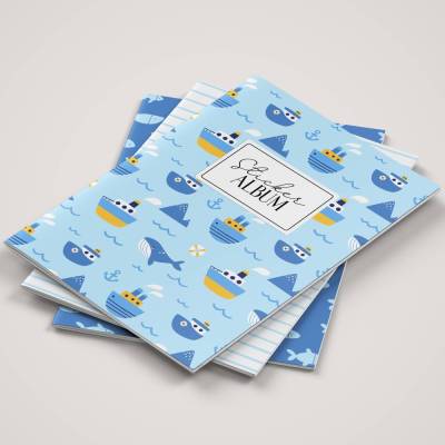 Stickeralbum Set *Blue Sea* für Kinder / A5 Aufkleberheft mit 32 Seiten zum Sticker sammeln und aufbewahren