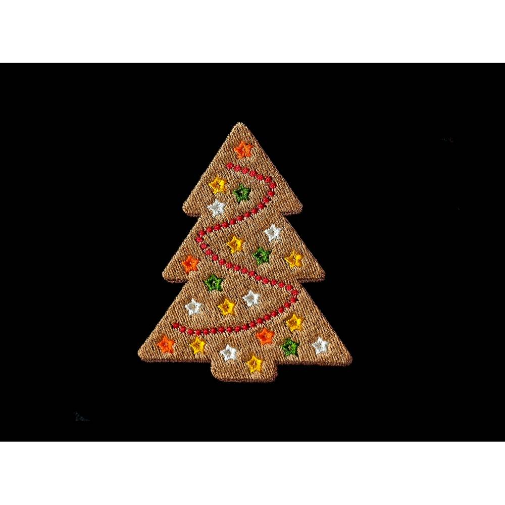 Stickdatei Weihnachtsbaum Lebkuchen 12-14x18cm – Weihnachtsstickerei mit Lichterkette für Stickmaschinen Bild 1