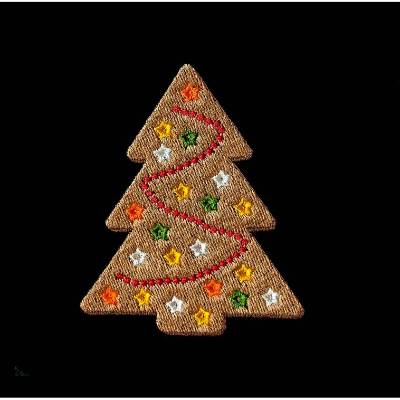 Stickdatei Weihnachtsbaum Lebkuchen 12-14x18cm – Weihnachtsstickerei mit Lichterkette für Stickmaschinen