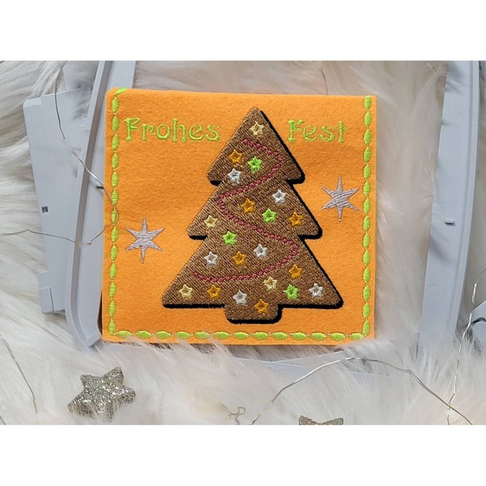 Stickdatei Weihnachtsbaum Lebkuchen 12-14x18cm – Weihnachtsstickerei mit Lichterkette für Stickmaschinen Bild 8