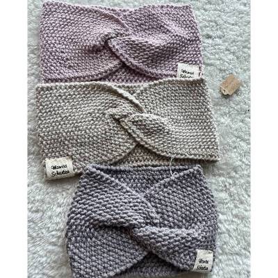 Strick Stirnband Damen Mädchen Twisterknoten Ohrenwärmer KU 44-46-49 cm handgestrickt aus 100% Merino