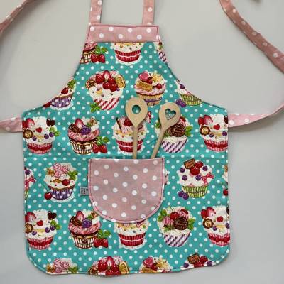 VERSANDFERTIG! Kinderschürze CUPCAKE – doppellagig, wendbar & waschbar, Geschenkidee für kleine KünstlerInnen