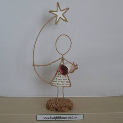 Drahtfigur mit Stern, für Geldgeschenk, z.B. für Weihnachten, Geburtstag etc., Höhe: ca. 20 cm