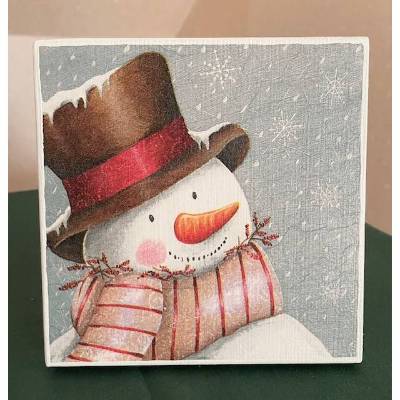Holzbild, Schneemann, zum Aufhängen oder Aufstellen, Weihnachten