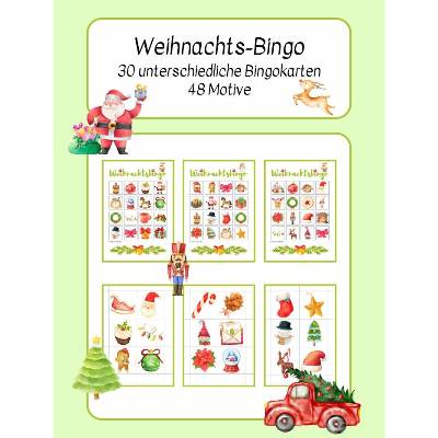Weihnachtsbingo mit 30 unterschiedlichen Bingokarten