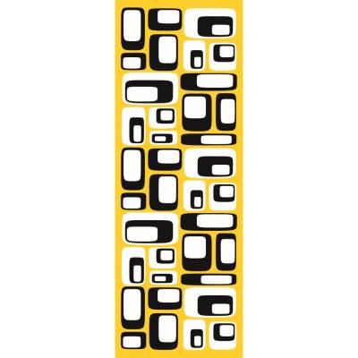 Lesezeichen 70er Quader-Mosaik, 5 Buchzeichen mit Quadern in Schwarz und Weiß auf Gelb