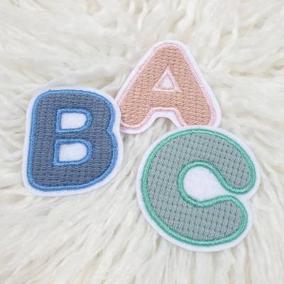 Patch/Applikation/Aufnäher/Bügelbild - Buchstaben - 2 Größen - rosa, blau, creme, mauve, beige