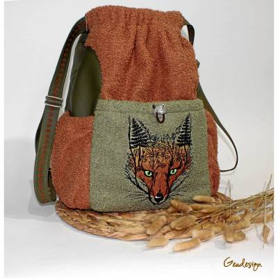 Cityrucksack "Strappa"-Moderner Turnbeutel-Stil aus Boucle und Kunstleder
