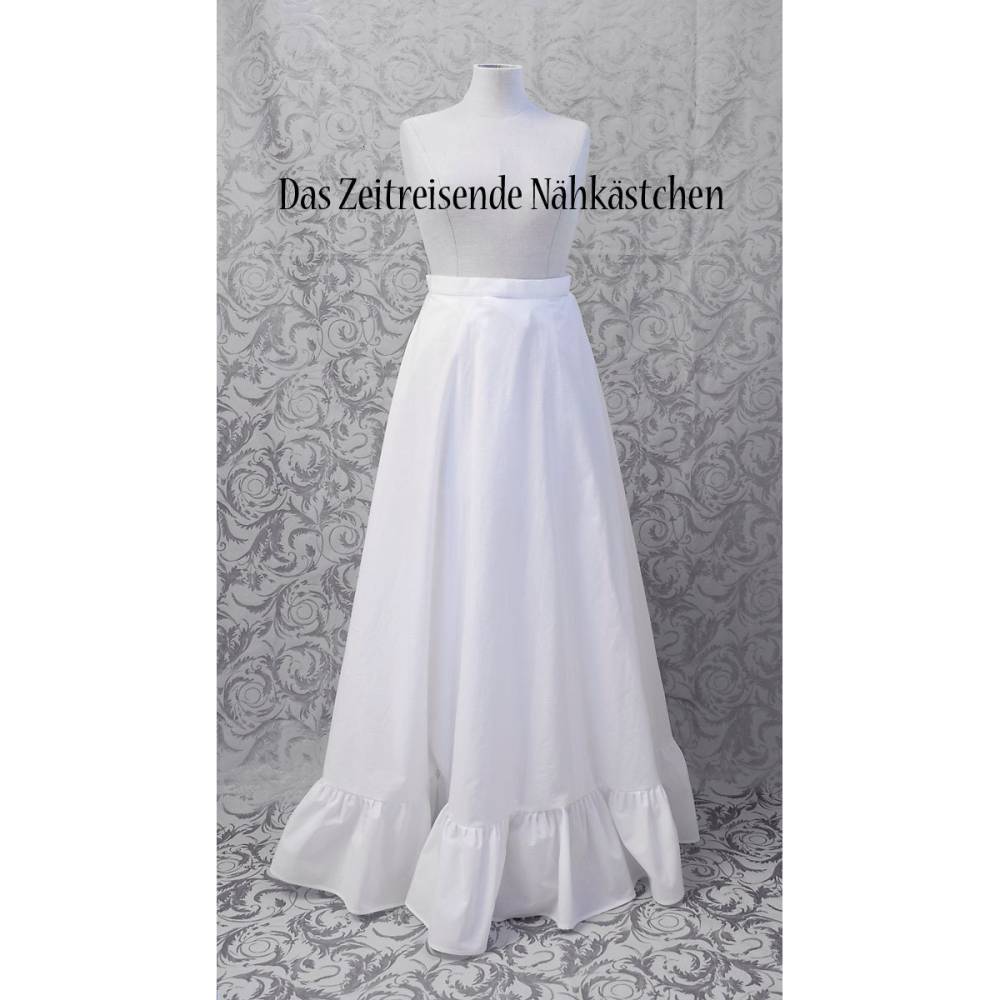 Rock Unterrock Viktorianisch – für Gründerzeit und Steampunk Kostüme, über Hummerschwanz Reifrock tragbar, 100% BW weiß Bild 3