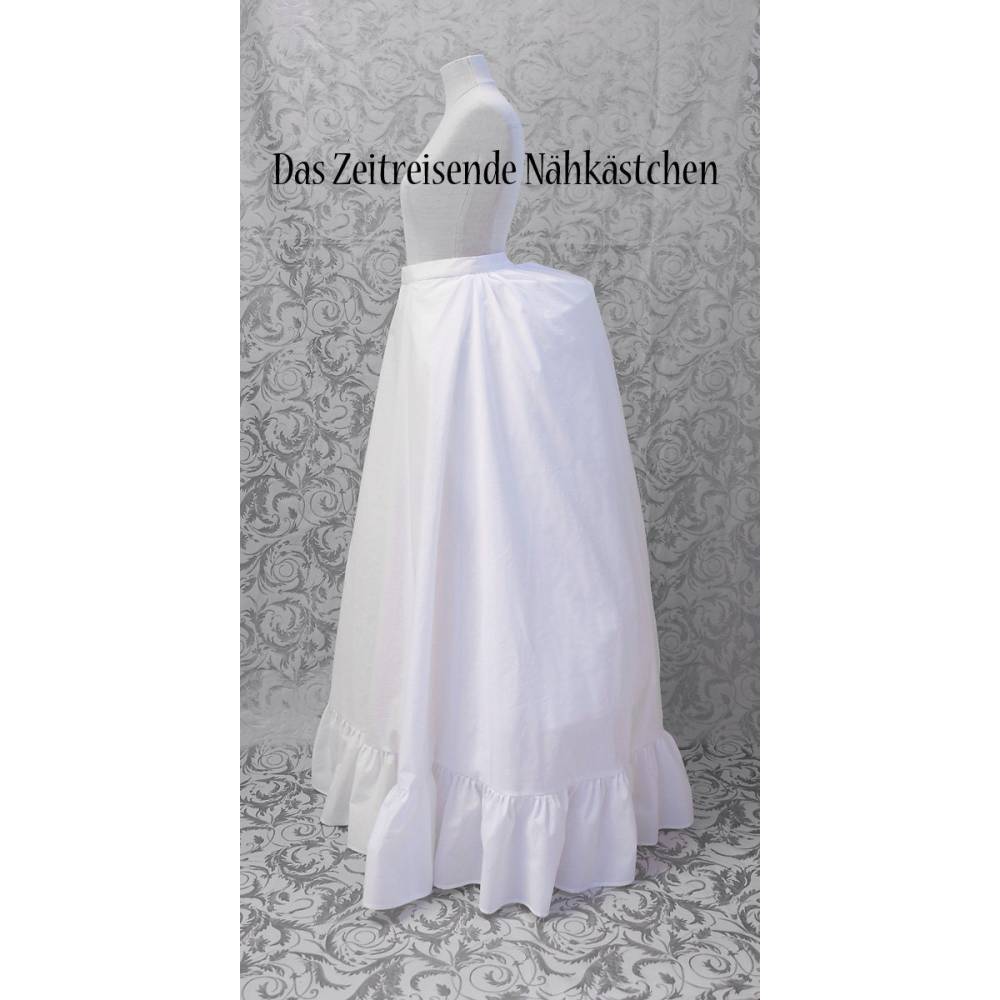 Rock Unterrock Viktorianisch – für Gründerzeit und Steampunk Kostüme, über Hummerschwanz Reifrock tragbar, 100% BW weiß Bild 4