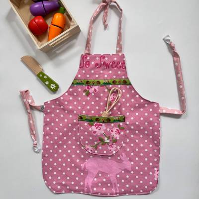 VERSANDFERTIG! Kinderschürze REHLEIN – doppellagig, wendbar & waschbar, Geschenkidee für kleine K&uu