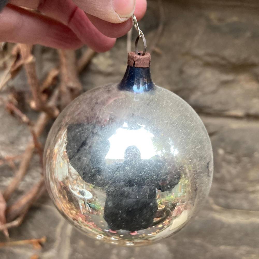 9 antike Christbaumkugeln silber Christbaumschmuck Lauscha Glas Vintage 20er 30er Jahre