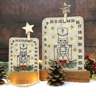 Stickdatei ITH Tischadventskalender Nussknacker ab 10x10cm Adventskalender