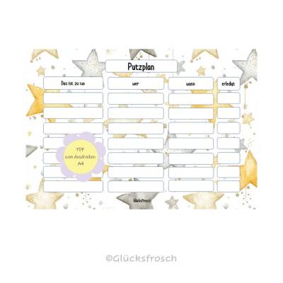 Putzplan pdf A4 zum selbst ausdrucken, Sterne
