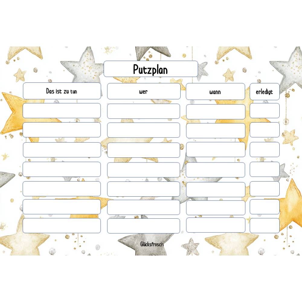 Putzplan pdf A4 zum selbst ausdrucken, Sterne Bild 2