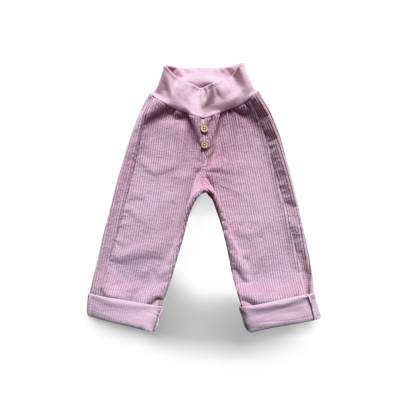 Handgefertigte Kinderhose aus weichem Stretch-Bretcord – Mauve -Sand Trousers-