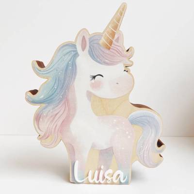 Personalisierte Einhorn-Spardose aus Holz – liebevoll handgefertigt, zauberhafte Kinderzimmer-Deko & Geschenkidee