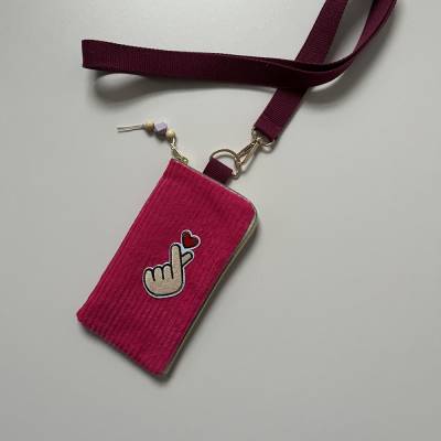 VERSANDFERTIG! Handytasche LOVE aus Breitcord  in pink von zimtblüte