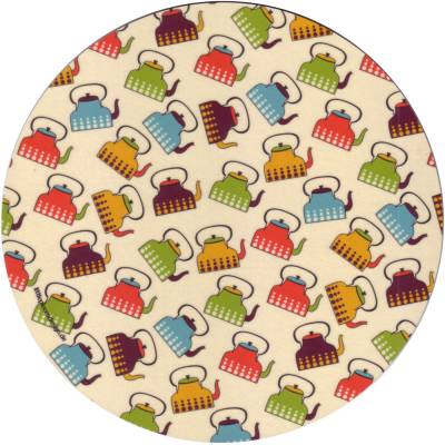 Topfuntersetzer Kessel, Brettchen mit bunten Retro-Wasserkesseln