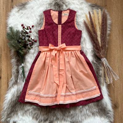Handgefertigtes Kinderdirndl aus Baumwolle inkl. Schürze – Größen 104, 110, 116
