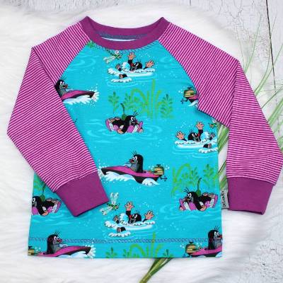 Maulwurf am See, Langarmshirt, Longsleeve, Pauli, Mädchenshirt, Kindershirt, langarm, handmade, Der kleine Maulwurf