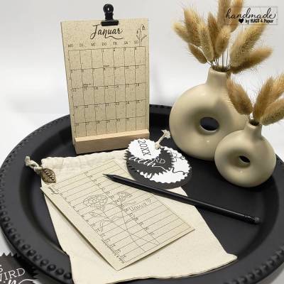 Kalender Wunsch Start Monat mit Geburtsblumen in Baumwolltasche |A6  Immerwährender Geburtstagskalender Tischkalender 