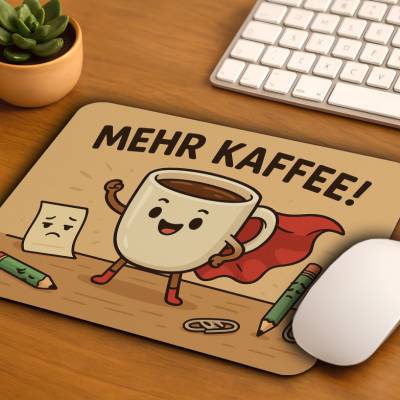 Mauspad „Mehr Kaffee“ – Geschenk für Büro & Morgenmuffel - Mousepad
