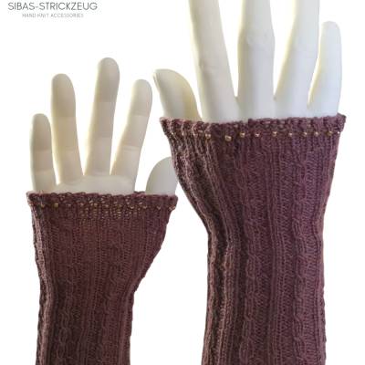 Armstulpen stricken – Anleitung Morgentau aus Sockenwolle, edler Perlenabschluss
