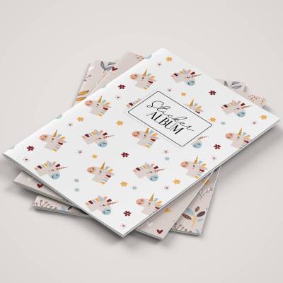Stickeralbum Set *Boho Unicorn* für Kinder / A5 Aufkleberheft mit 32 Seiten zum Sticker sammeln und aufbewahren