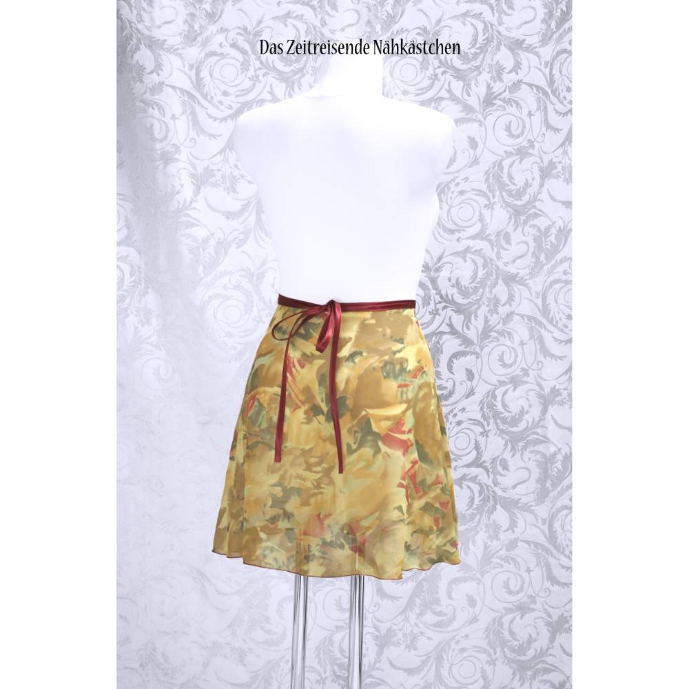 Chiffon-Wickelrock Ballett, Tanz, florales Muster, 80er Vintage Chiffon, curry-bordeaux-oliv Bild 2