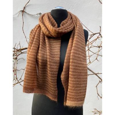 kleine Stola/Schal "Karamello", braun/beige gestreift