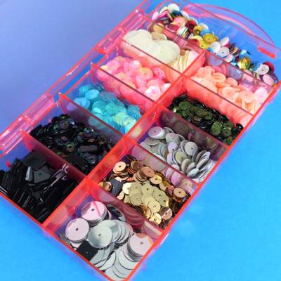 Paillettensortiment, Paillettenmix, verschiedene Farben und Formen, Paillettenset zum Aufnähen, DIY-Projekte