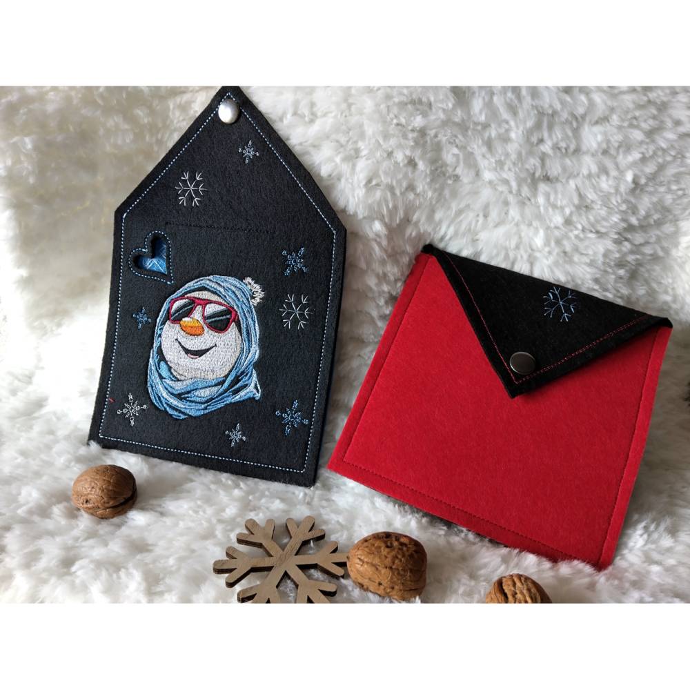Schneemann Stickdatei cool Color Lichteffekt 10x10cm – Modernes Winter-Stickmuster für schwarze Stoffe Bild 9