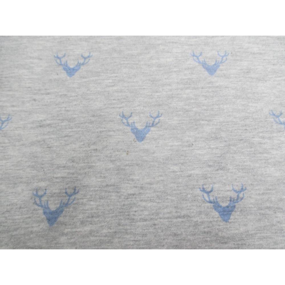 Baumwolljersey Hirschkopf hellgrau- blau (1m/12,-€) Bild 2