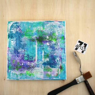 Acrylbild *Am See* 20x20 cm Unikat von ZWEIFARBIG – moderne abstrakte farbenfrohe Acrylmalerei auf Leinwand