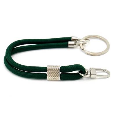 Schlüsselanhänger mit Karabiner Dunkelgrün – Handgemacht, 23cm, verschiedene Metalloptionen