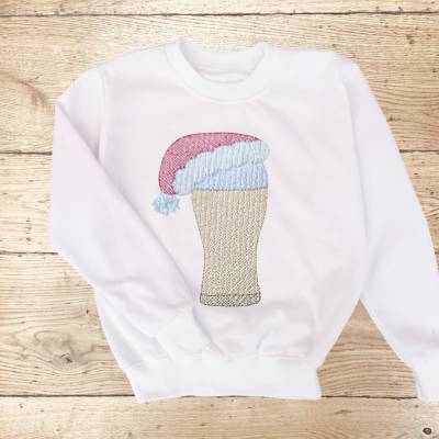 Stickdatei Bierglas Weihnachten Set – 4 Größen, Glitzereffekt, Mylar, Stickmaschine-kompatibel