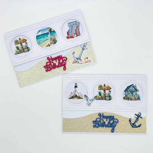 Maritime Geburtstagskarte 3D handgefertigt – Glückwunschkarte Strand, Urlaub, personalisierbar