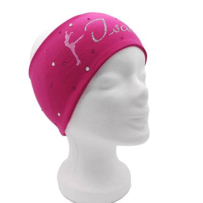 Stirnband individualisiert mit Name, Schneeflocken, Eisläuferin, Glitzersteinchen, 95% Baumwolle, 5% Elasthan