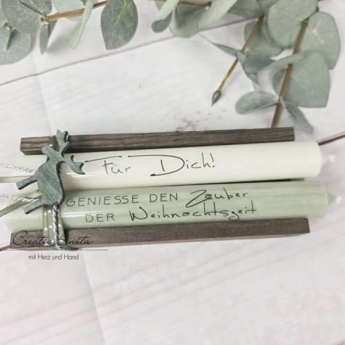 Weihnachtsgeschenk Kerzen - Stabkerzen mit Spruch -Für Dich Geniesse den Zauber der Weihnachtszeit-