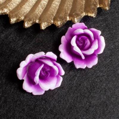 Vintage Ohrclips Rosen pink 50er 60er Jahre – Rockabilly Hochzeit Schmuck