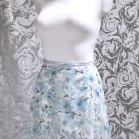 Wickelrock Chiffon Ballettrock mit süßem Blümchenmuster grau weiß – leichter, fließenderTanzrock, handgefertigt,