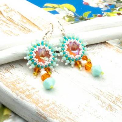 Lässige funkelnde Beadwork Ohrringe – Handgemachte Unikate aus Glasperlen, Geschenkidee für Frauen