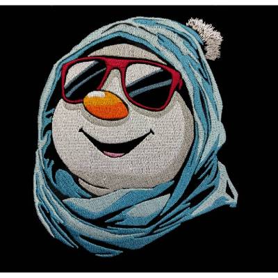 Schneemann Stickdatei cool Color Lichteffekt 24-26*15-16cm, JEF 20*17cm – Modernes Winter-Stickmuster