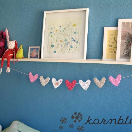 WIMPELKETTE Girlande in Herzform Rosa