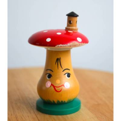 Vintage Räucherfigur Fliegenpilz mit Schornstein