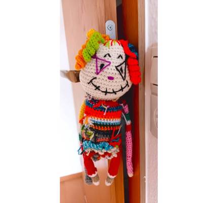 Türstopper Gehäkeltes Monster  Puppe 28 cm Geschenk Dekofigur Zugluftstopper
