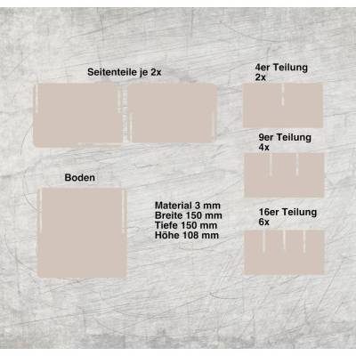 *3 mm Box mit ver. Teilern* Laserdatei
